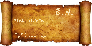 Bink Alán névjegykártya